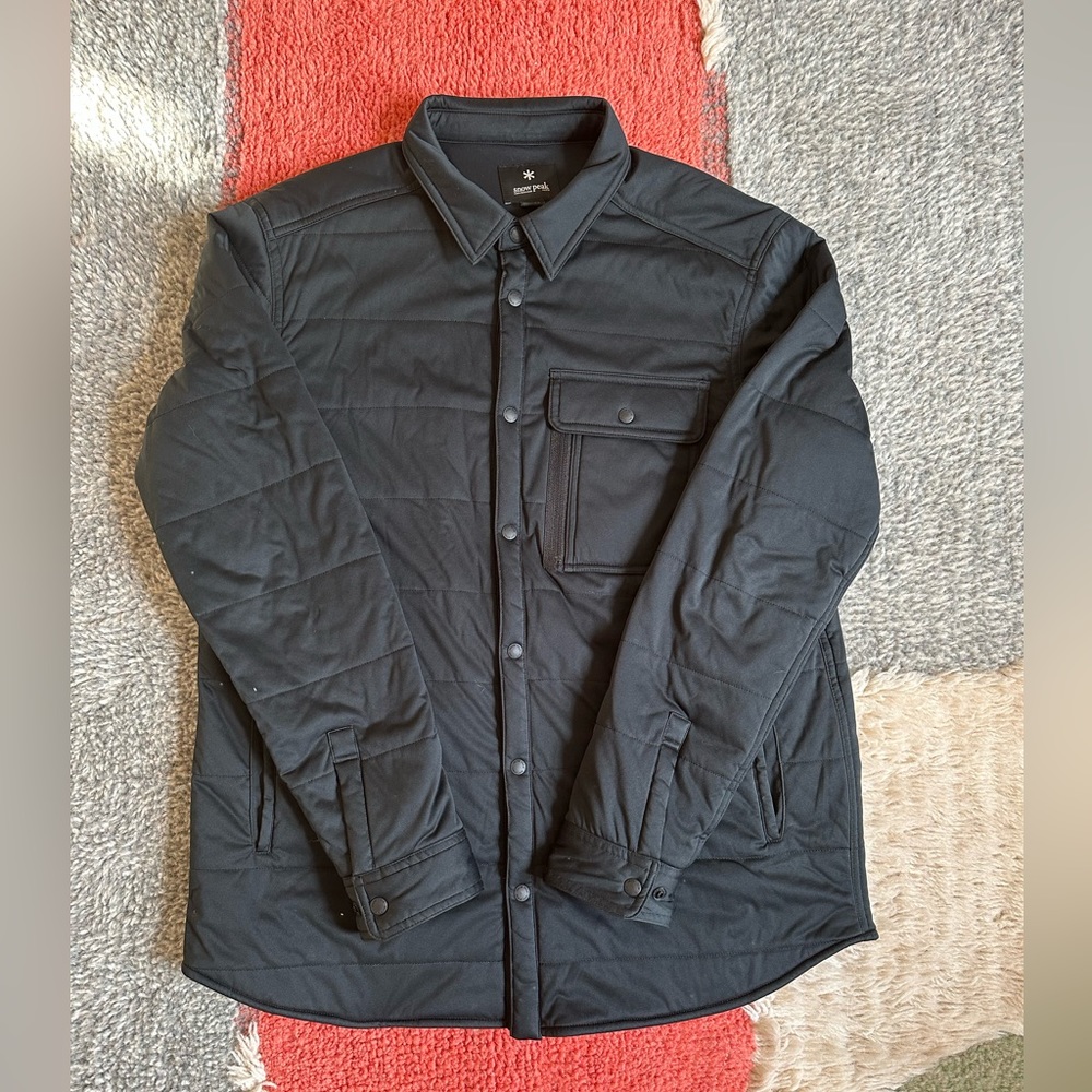 Snow Peak Men’s Black Quilted Button-Front Shirt Jacket